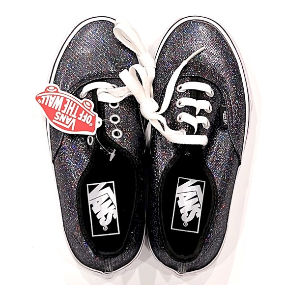 Vans Classics Black Iridescent Glitter Lace Up Sneakers NWT - Picture 5 of 9